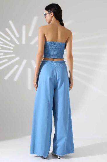 Kadın Soft Mavi Pantolon Takım | H-002